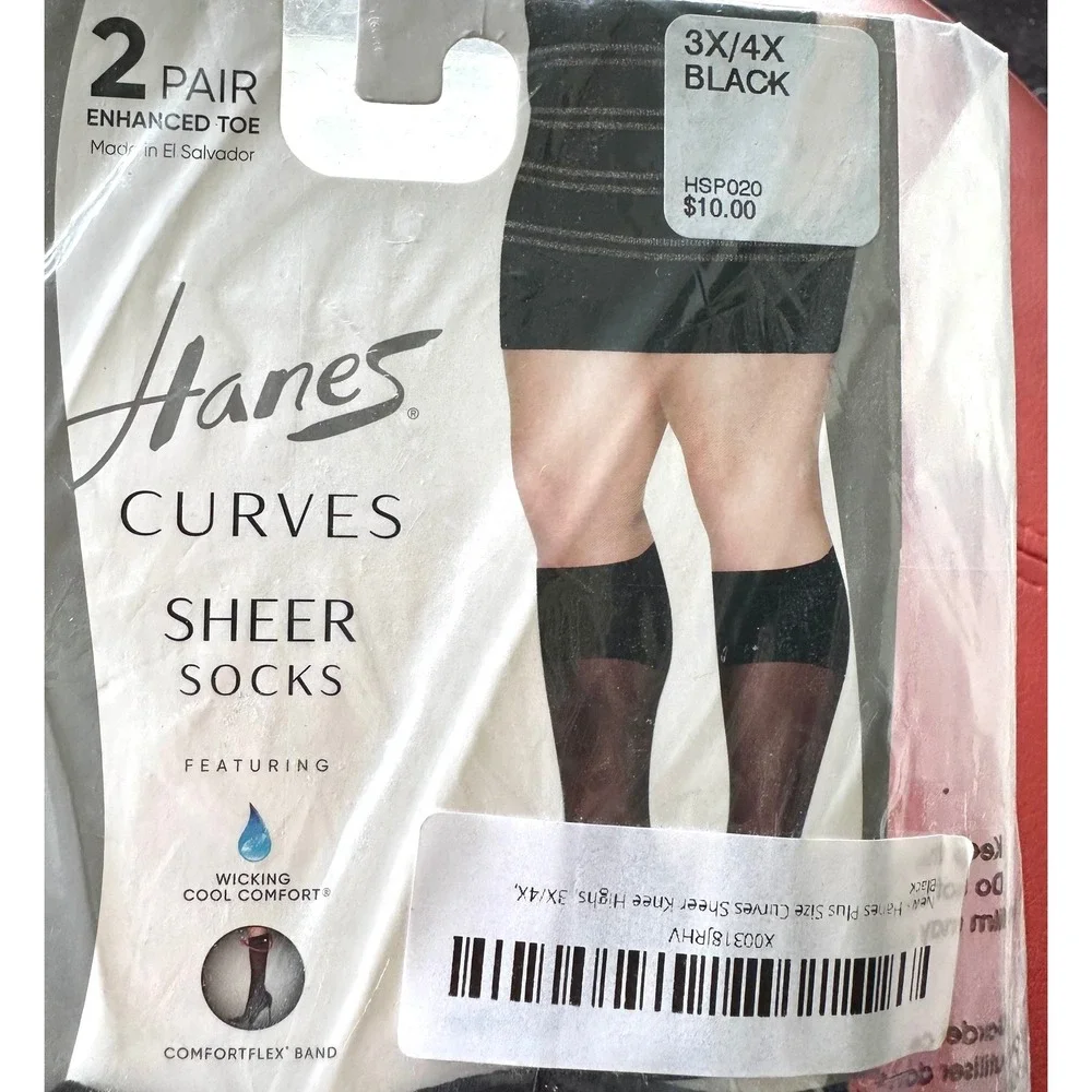 Hanes Plus Absolutely Ultra Sheer Pantyhose & Curves Sheer Socks Bundle 3X 4X